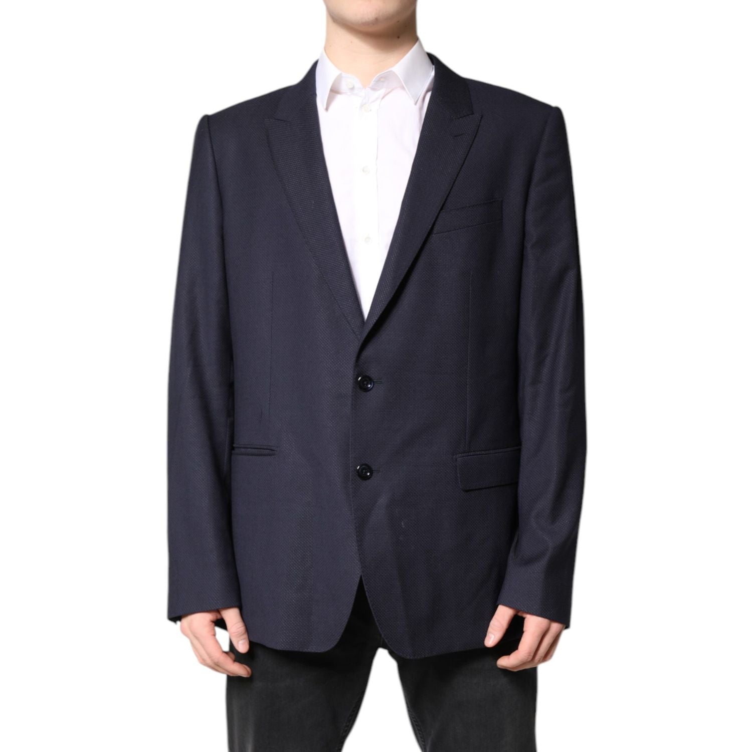 Dolce & Gabbana Black Wool Single Breasted Coat Blazer Suit