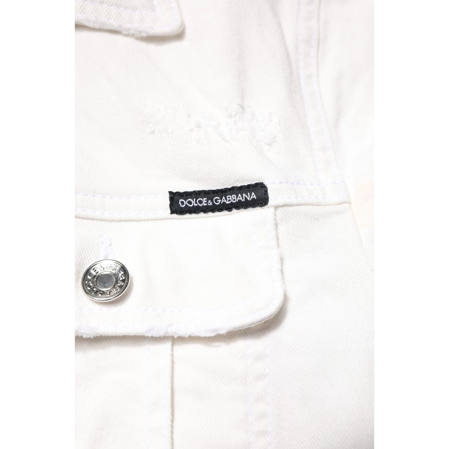Dolce & Gabbana White Graffiti Cotton Stretch Denim Jacket