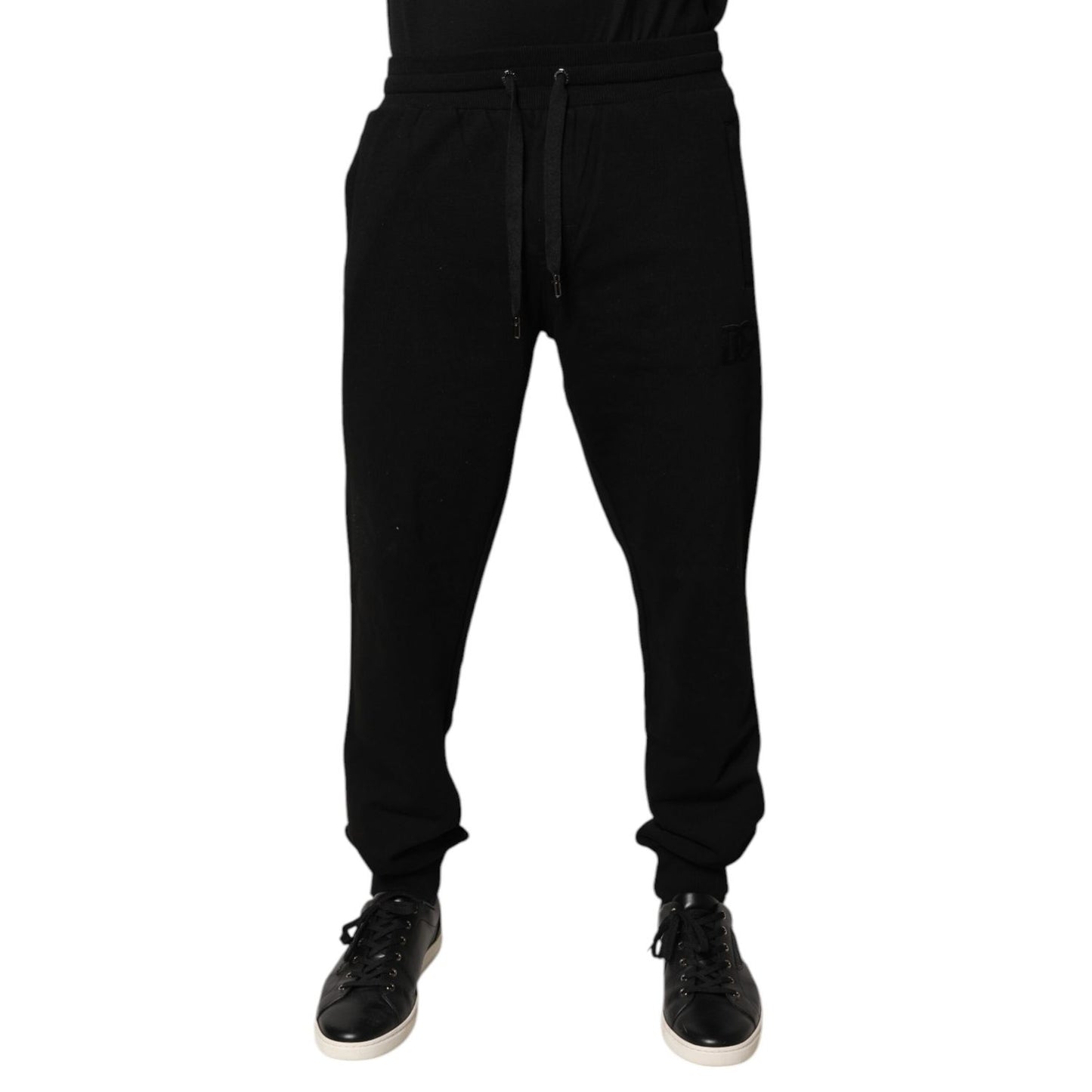 Dolce & Gabbana Black Cotton Mid Waist Jogger Sweatpants Pants