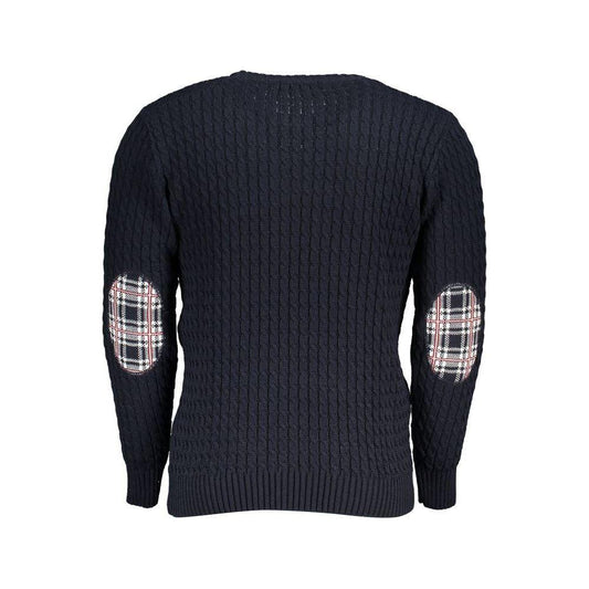 U.S. Grand Polo Elegant Crew Neck Twisted Blue Sweater U.S. Grand Polo Dark Slate Gray