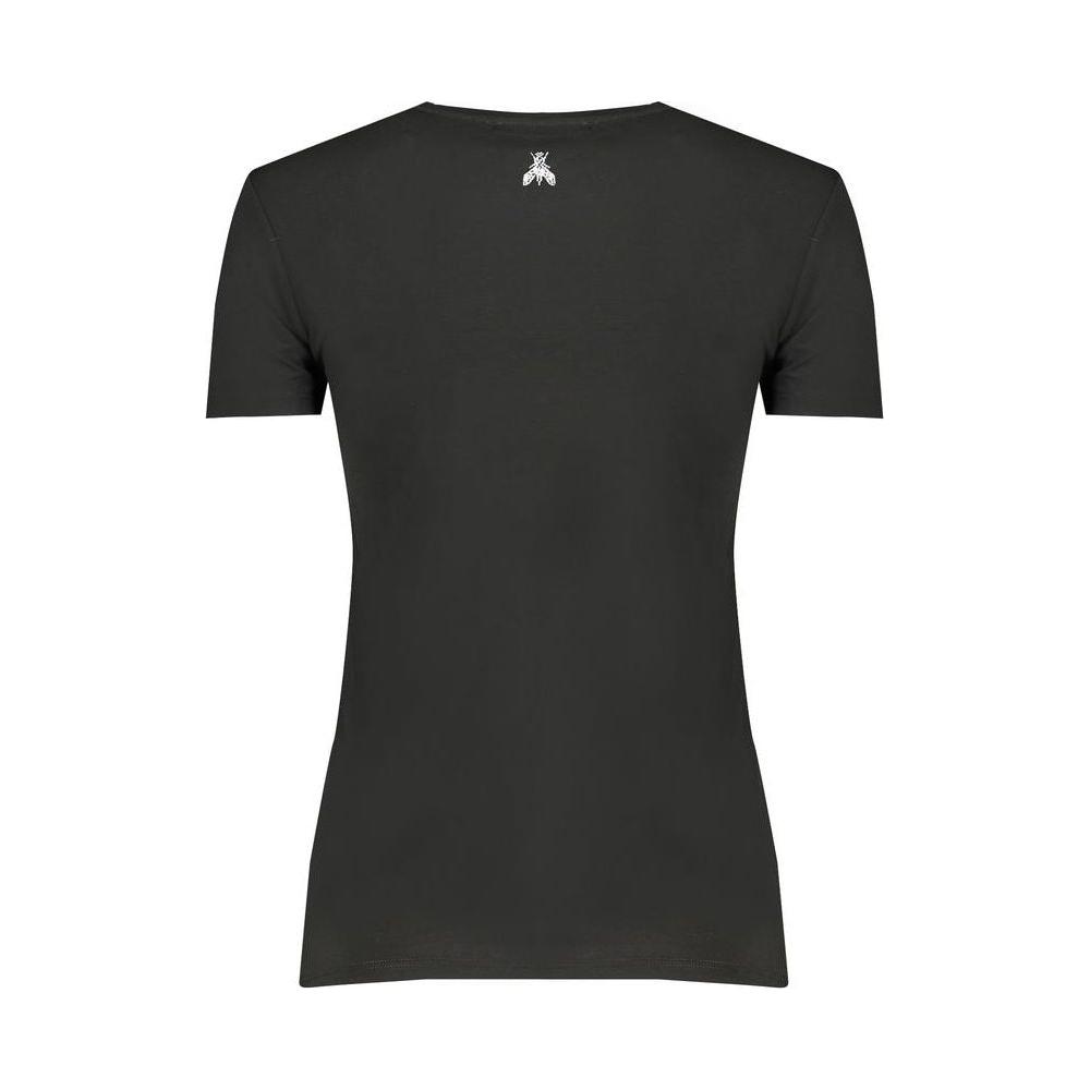 Patrizia Pepe Black Elastane Tops & T-Shirt Patrizia Pepe Dark Slate Gray