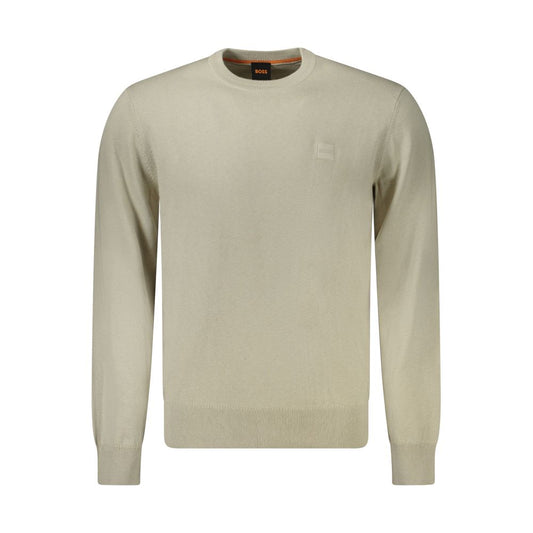 Hugo Boss Beige Cotton Men Sweater Hugo Boss Dark Gray