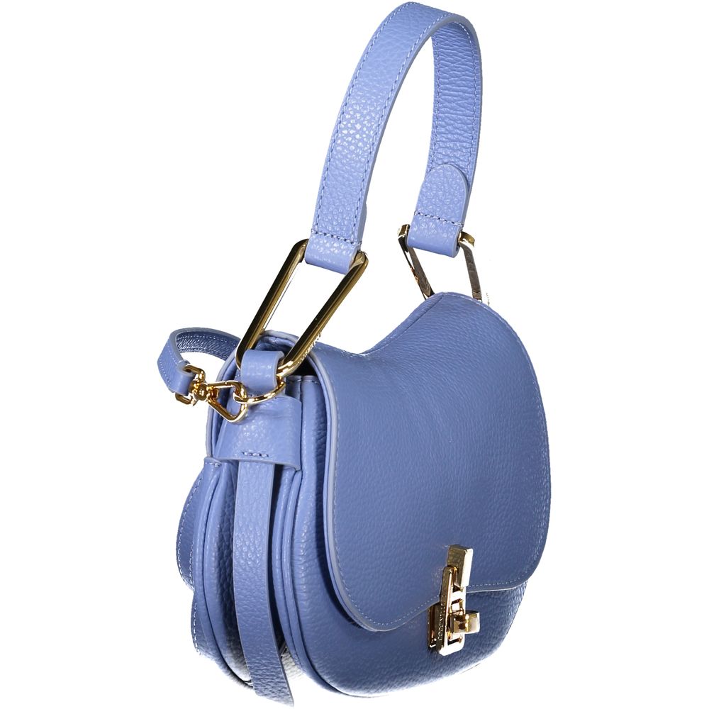 Coccinelle Light Blue Leather Women Handbag with single handle and removable shoulder strap, showcasing elegant and functional design.