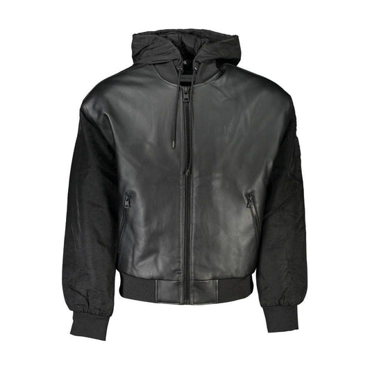 Calvin Klein Sleek Black Hooded Jacket with Contrasting Details Calvin Klein Dark Slate Gray