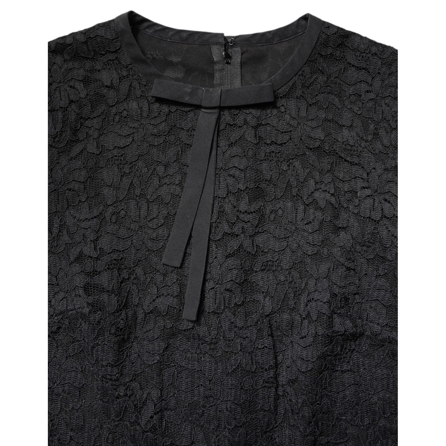 Dolce & Gabbana Black Lace STAFF Crew Neck Long Sleeves Top