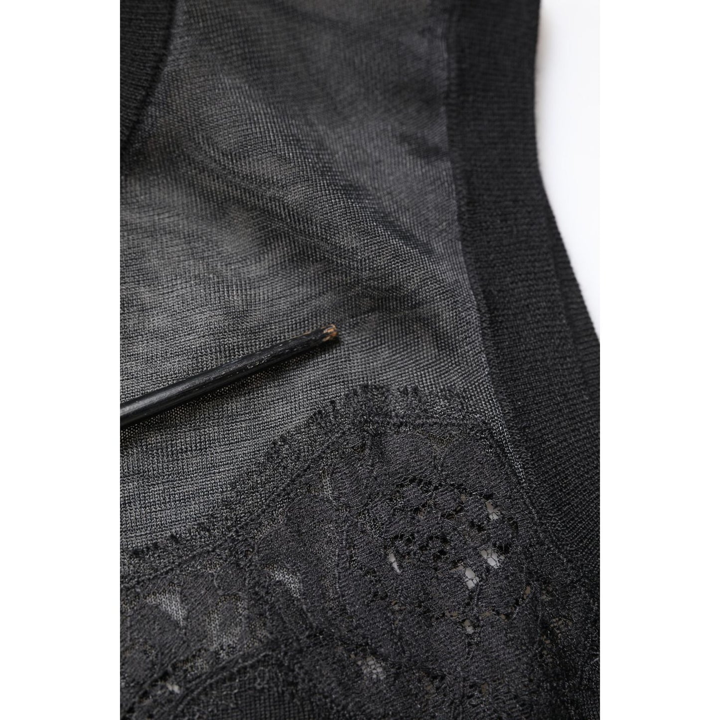 Dolce & Gabbana Black Lace Sheer Crew Neck Sleeveless Top
