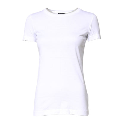 Dolce & Gabbana White Cotton Crew Neck Short Sleeves T-shirt
