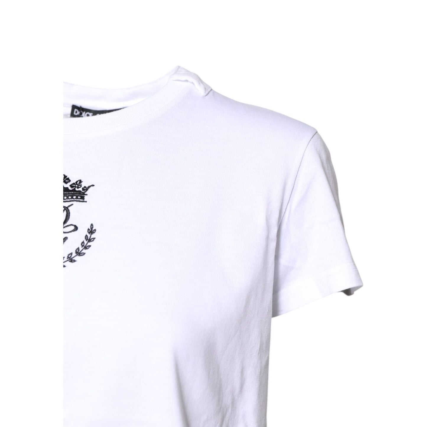 Dolce & Gabbana White Logo Crown Cotton Crew Neck T-shirt