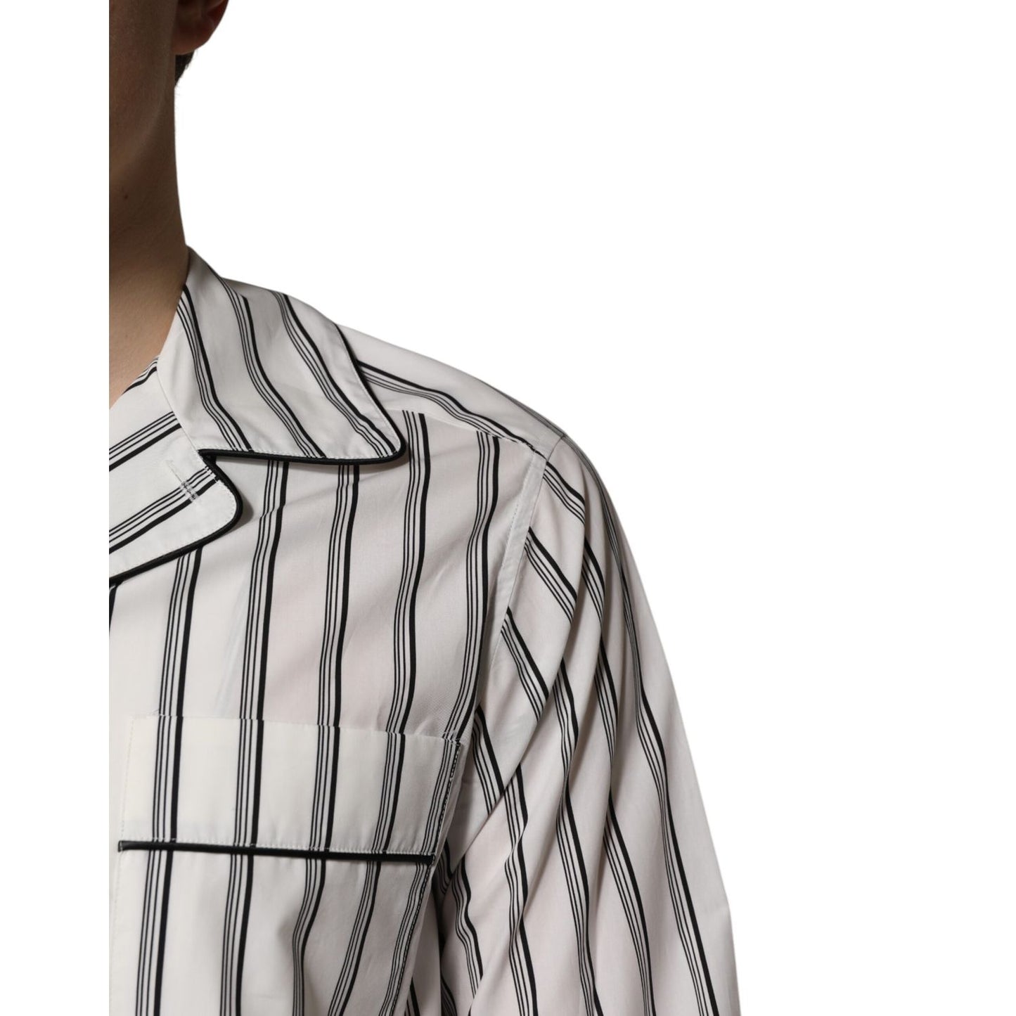 Dolce & Gabbana White Black Stripes Cotton Men Pajama Set Sleepwear