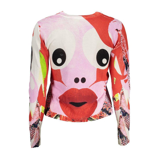 Desigual Pink Viscose Women Sweater Desigual Light Gray