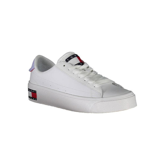 Tommy Hilfiger White Leather Women Sneaker Tommy Hilfiger Gray