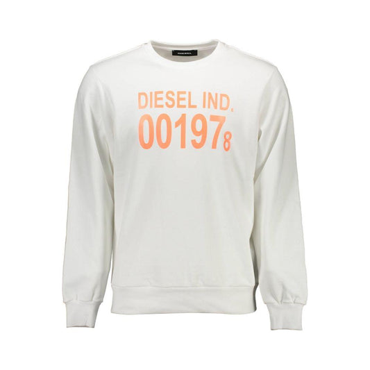 Diesel White Cotton Men's Sweater Diesel Light Gray