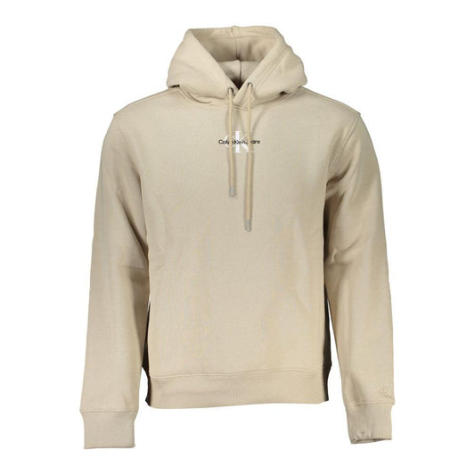 Calvin Klein Beige Fleece Hooded Sweatshirt with Logo Embroidery Calvin Klein Gray