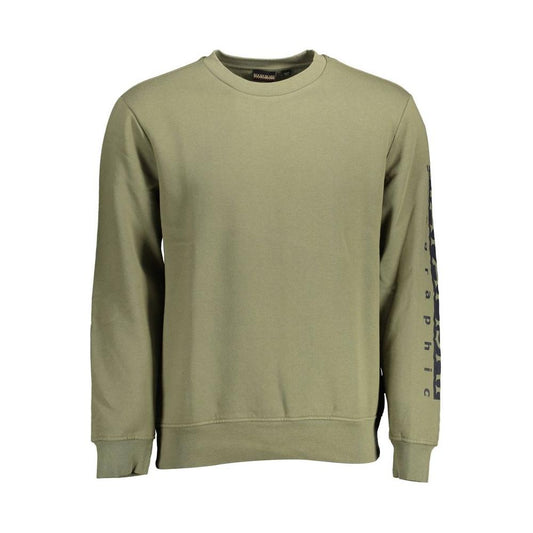 Napapijri Green Cotton Men Sweater Napapijri Slate Gray