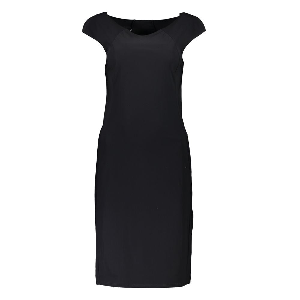 Patrizia Pepe Elegant Black Boat Neck Dress with Wide Straps Patrizia Pepe Black