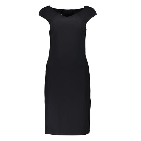 Patrizia Pepe Elegant Black Boat Neck Dress with Wide Straps Patrizia Pepe Black