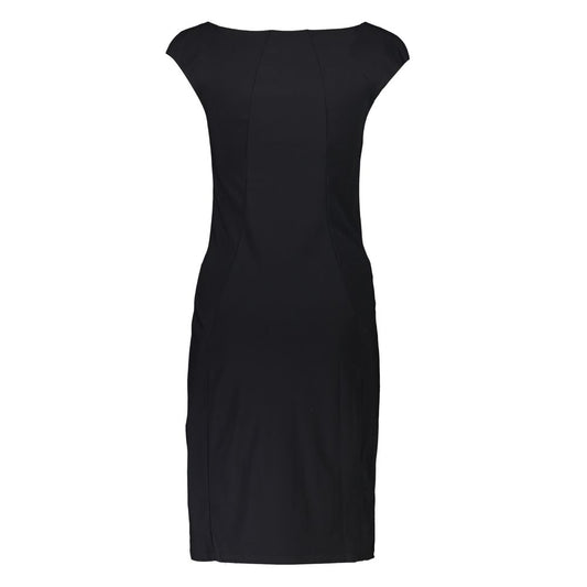 Patrizia Pepe Elegant Black Boat Neck Dress with Wide Straps Patrizia Pepe Black