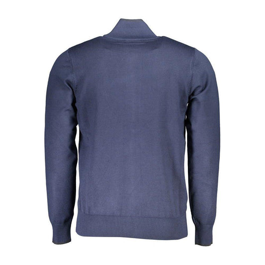 U.S. Grand Polo Elegant Long Sleeve Zip Cardigan with Contrast Detail U.S. Grand Polo Dark Slate Blue