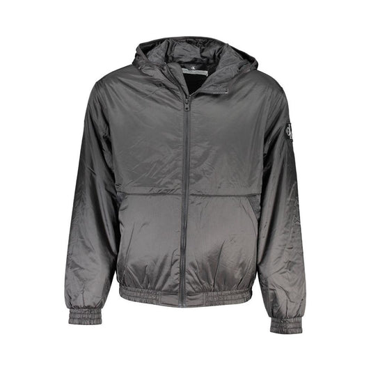 Calvin Klein Sleek Black Hooded Jacket with Contrast Detail Calvin Klein Dim Gray