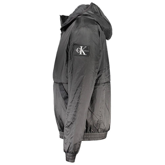 Calvin Klein Sleek Black Hooded Jacket with Contrast Detail Calvin Klein Dim Gray