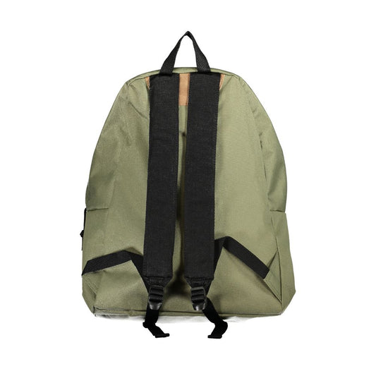 Rear view of Napapijri Eco-Conscious Green Backpack with adjustable black straps and top handle.