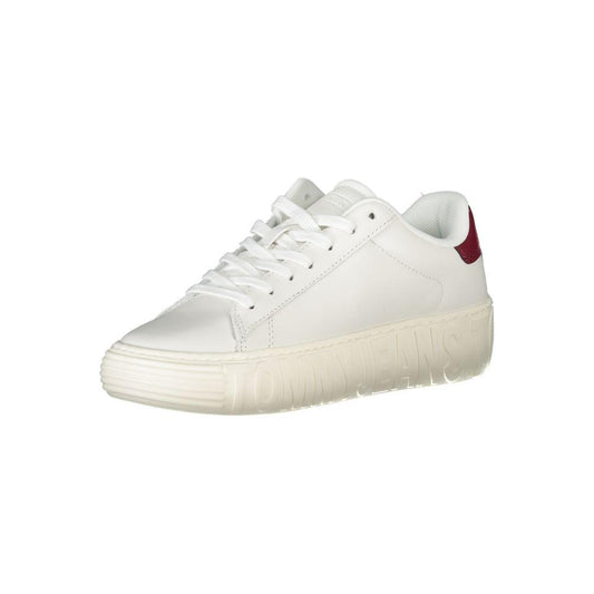 Tommy Hilfiger White Leather Women Sneaker Tommy Hilfiger Light Gray