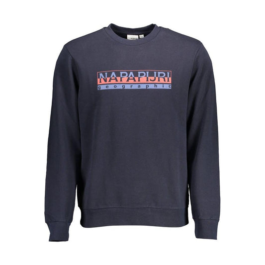 Napapijri Blue Cotton Men Sweater Napapijri Dark Slate Gray