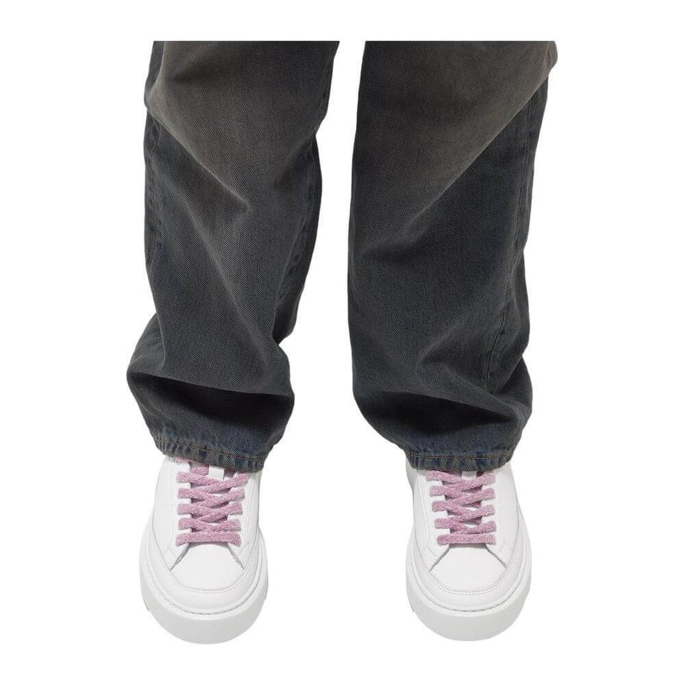 D.A.T.E Beige Leather Sneaker