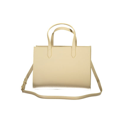 Mario Valentino Beige Polyethylene Handbag with handles and adjustable strap, featuring contrasting details and logo, zip closure.