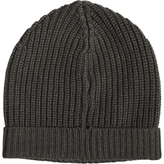 Dolce & Gabbana Dark Gray Cashmere Knit Winter Beanie Hat