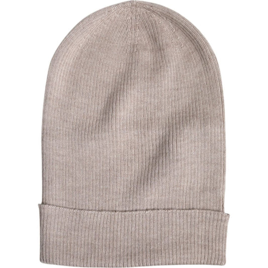 Dolce & Gabbana Beige Cashmere Knitted Winter Beanie Hat
