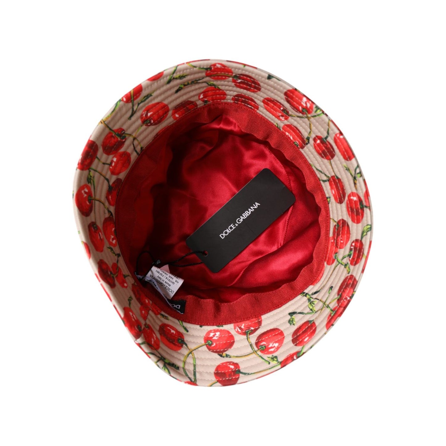 Dolce & Gabbana Beige Cotton Printed Wide Brim Bucket Hat