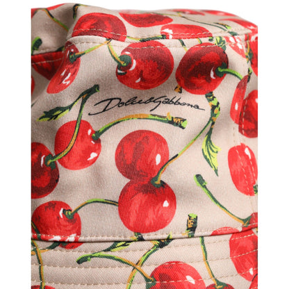 Dolce & Gabbana Beige Cotton Printed Wide Brim Bucket Hat