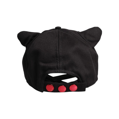 Dolce & Gabbana Black Cotton Logo Patch 6 Panels Baseball Cap