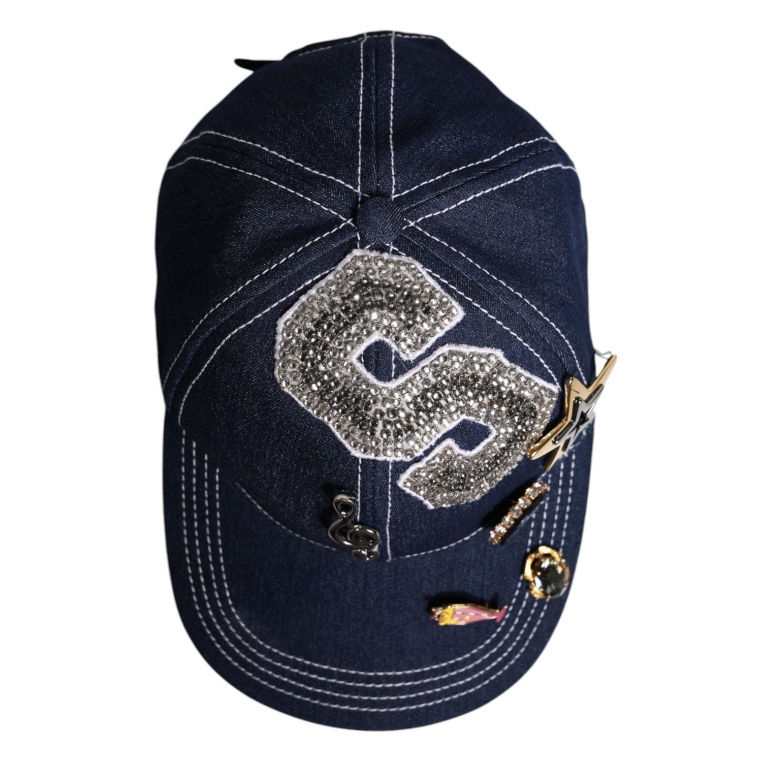 Dolce & Gabbana Blue Crystal Embellishment Baseball Cap