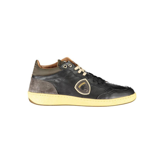 Blauer Sleek Black Lace-Up Sneakers with Contrast Details Blauer Dark Slate Gray