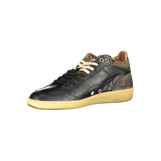 Blauer Sleek Black Lace-Up Sneakers with Contrast Details Blauer Dark Slate Gray