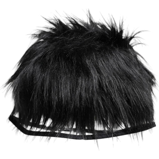 Dolce & Gabbana Black Faux Fur Bucket Hat