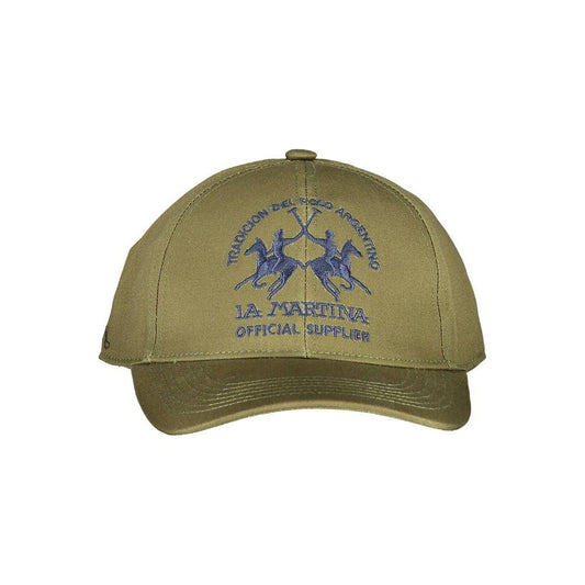 La Martina Green Cotton Men Cap La Martina Dim Gray