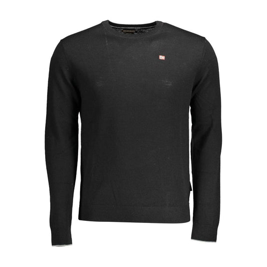 Napapijri Black Wool Men Sweater Napapijri Dark Slate Gray