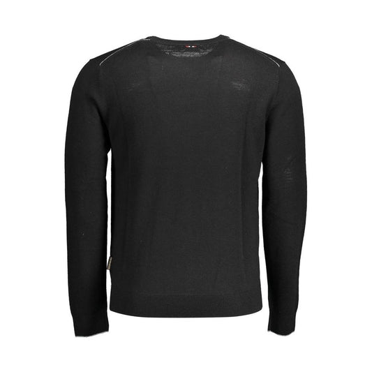 Napapijri Black Wool Men Sweater Napapijri Dark Slate Gray