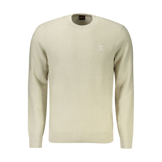 Hugo Boss Beige Cotton Men Sweater Hugo Boss Gray
