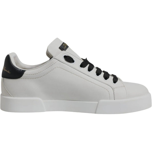 Dolce & Gabbana White Leather DG Logo Low Top Sneakers Shoes