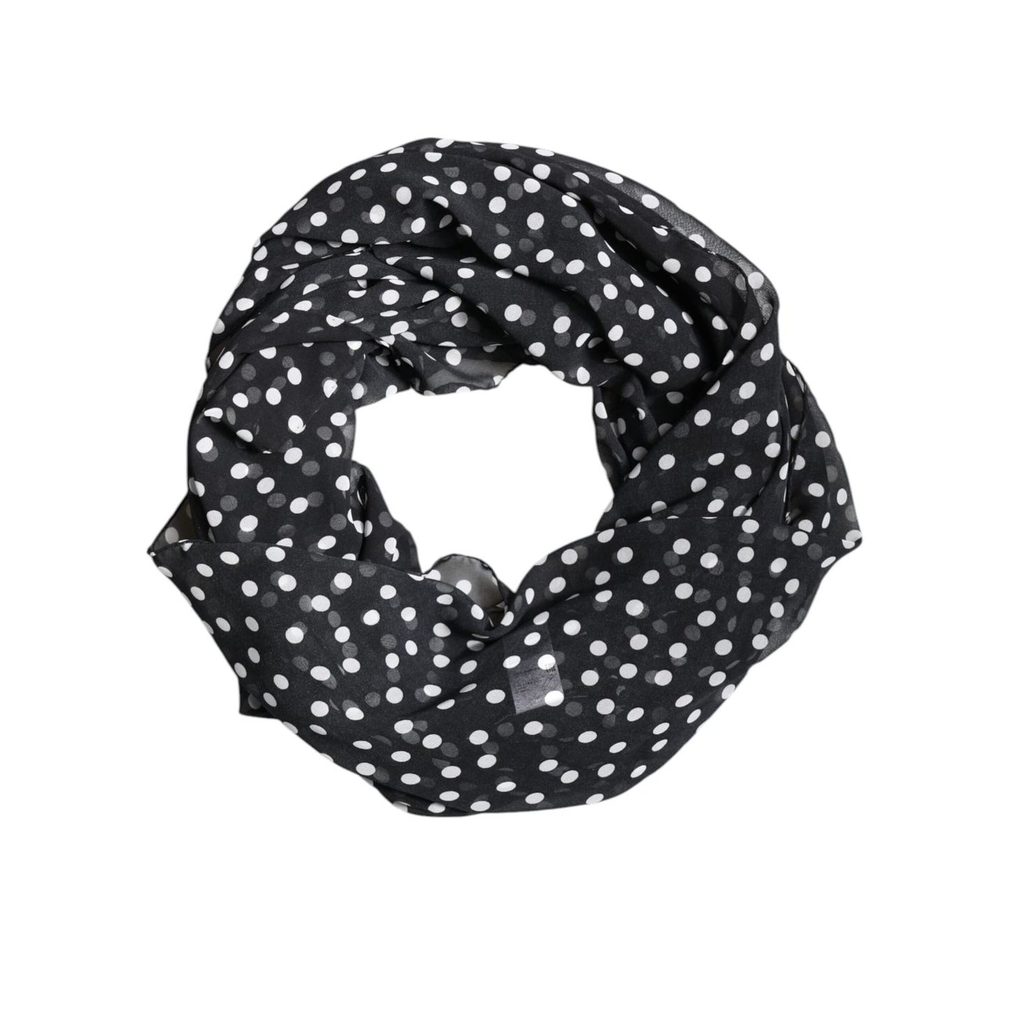 Dolce & Gabbana Black Polka Dots Polyester Wrap Shawl Scarf