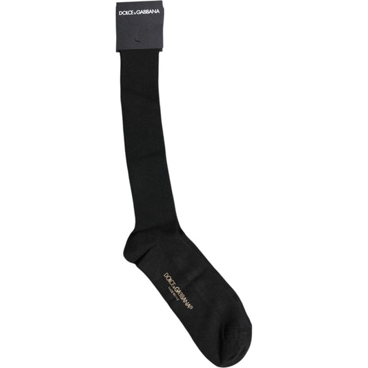 Dolce & Gabbana Black Viscose Logo Over The Calf Socks