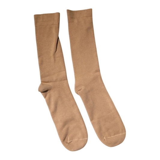 Dolce & Gabbana Brown Solid Cotton Mid Calf Men Socks