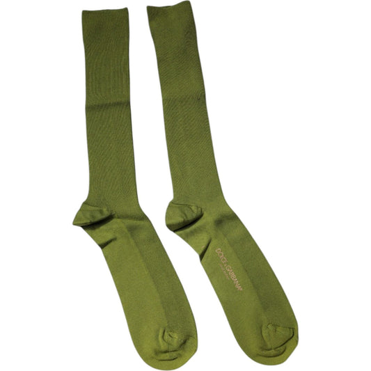 Dolce & Gabbana Green Cotton Logo Over The Calf Socks