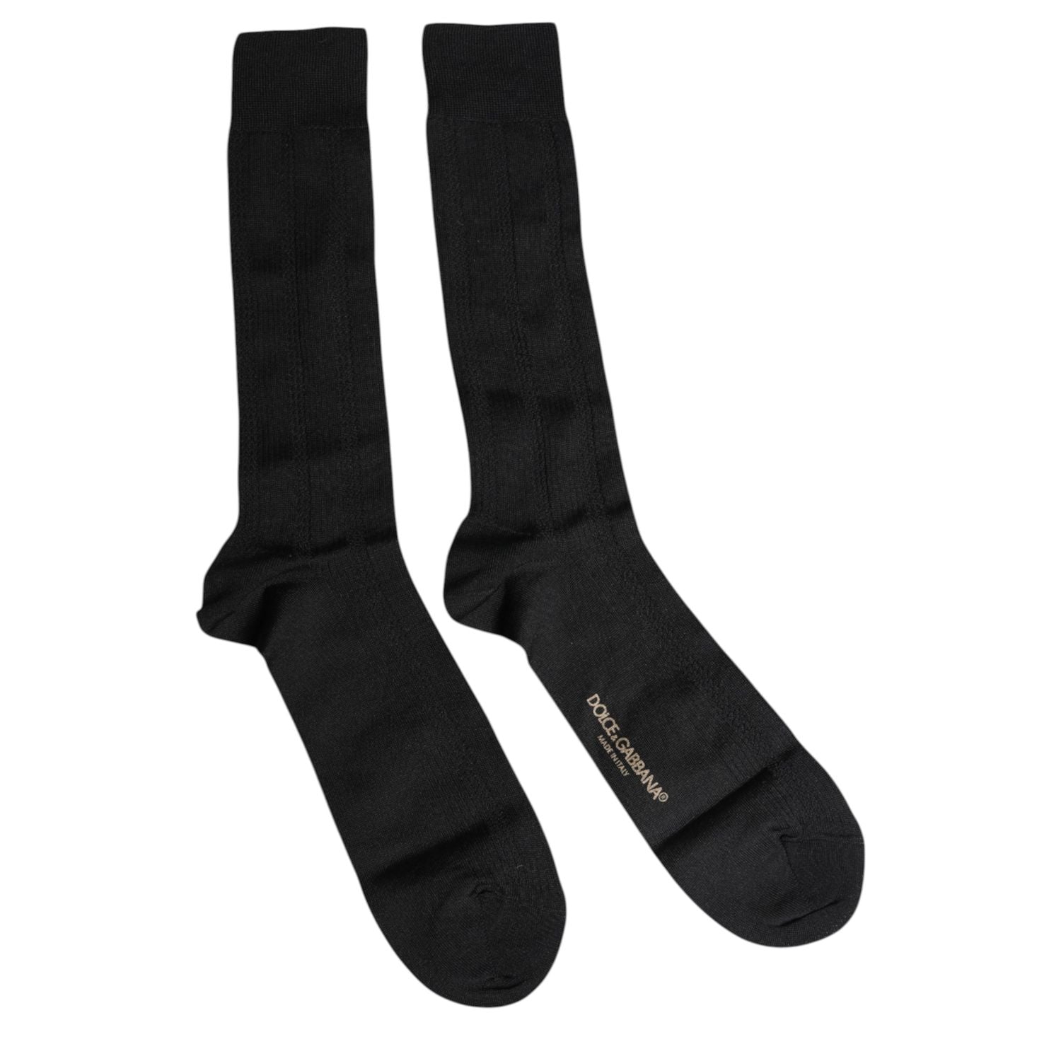 Dolce & Gabbana Black Stretch Logo Mid Calf Men Socks