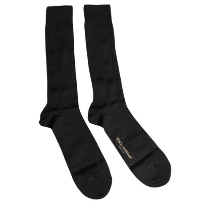 Dolce & Gabbana Black Stretch Logo Mid Calf Men Socks