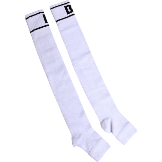 Dolce & Gabbana White Cotton DG Logo Print Open Toe Socks